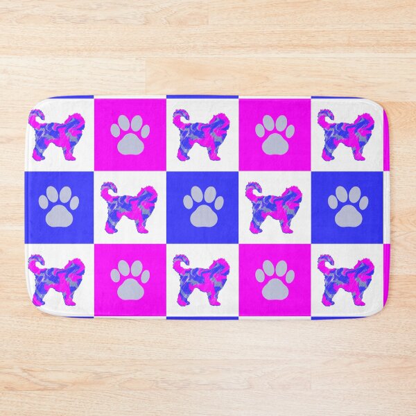 Item preview, Cockapoo Dog & Paw Print Crazy Hot Pink & Blue Swirls designed and sold by AMSonArt.