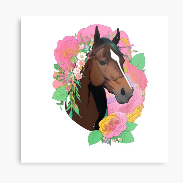 Good Arabian Horse Unicorn Roses Flowers FarmHouse Wall Watercolor Art Canvas print