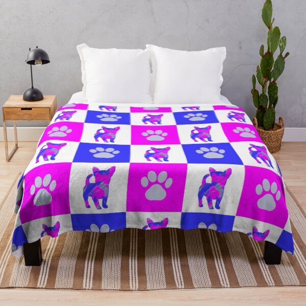 Item preview, Chihuahua Dog & Paw Print Crazy Hot Pink & Blue Swirls designed and sold by AMSonArt.