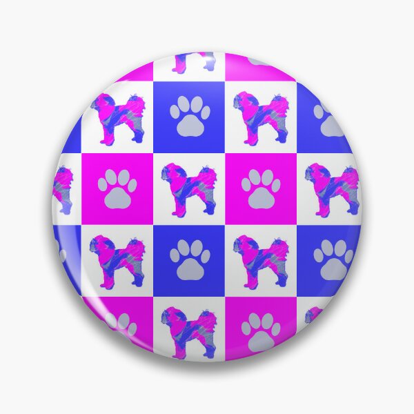 Item preview, Cavapoo Dog & Paw Print Crazy Hot Pink & Blue Swirls designed and sold by AMSonArt.
