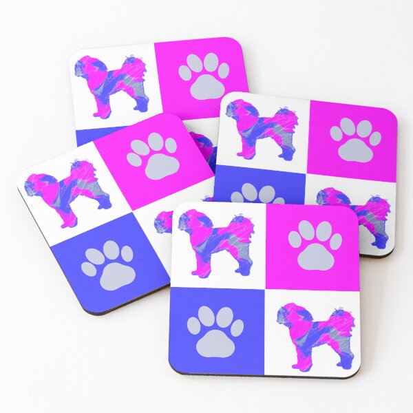 Item preview, Cavapoo Dog & Paw Print Crazy Hot Pink & Blue Swirls designed and sold by AMSonArt.