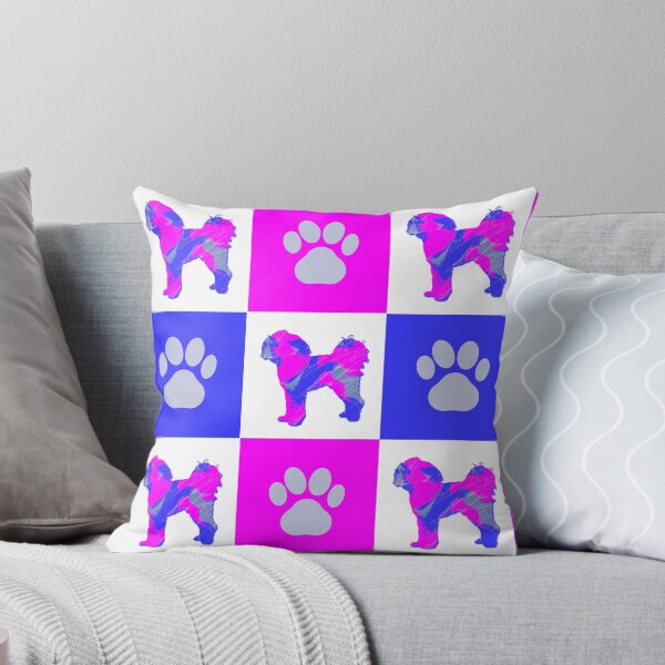 Item preview, Cavapoo Dog & Paw Print Crazy Hot Pink & Blue Swirls designed and sold by AMSonArt.
