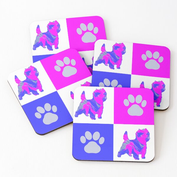 Item preview, Cairn Terrier Dog & Paw Print Crazy Hot Pink & Blue Swirls designed and sold by AMSonArt.
