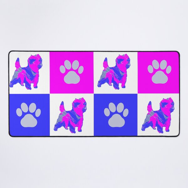 Item preview, Cairn Terrier Dog & Paw Print Crazy Hot Pink & Blue Swirls designed and sold by AMSonArt.