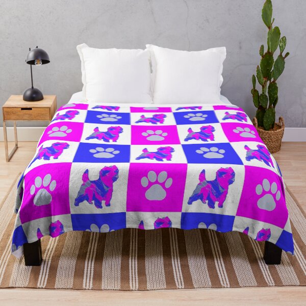 Item preview, Cairn Terrier Dog & Paw Print Crazy Hot Pink & Blue Swirls designed and sold by AMSonArt.