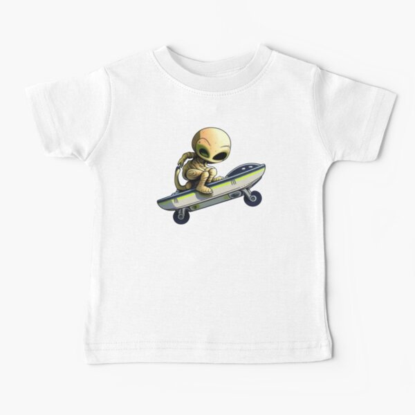 Spaceship Cosmos - Skateboarding Alien Baby T-Shirt