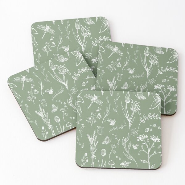 Item preview, Cottagecore Wildflowers Pattern (Forest Green) designed and sold by artbyshaniah.