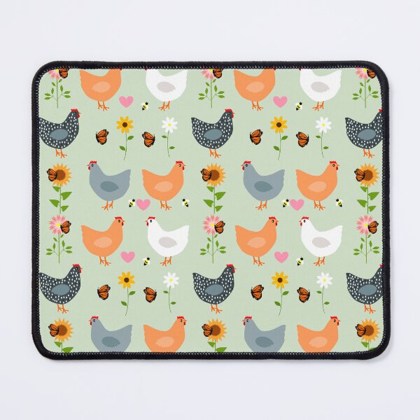 Item preview, Chickens in the Flower Garden on Green  designed and sold by DandelionDays.