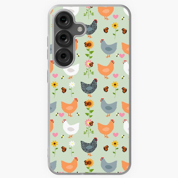 Item preview, Chickens in the Flower Garden on Green  designed and sold by DandelionDays.