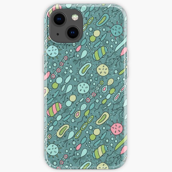 Microbes pattern. Bacteria design for biology lovers. Virus illustration. iPhone Soft Case