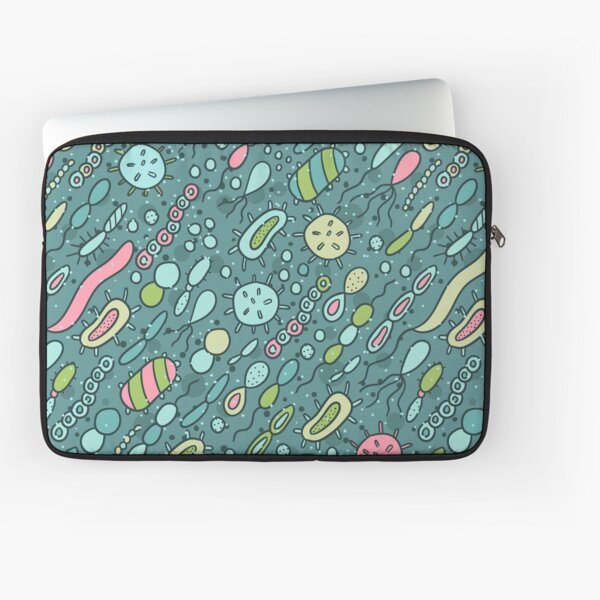 Microbes pattern. Bacteria design for biology lovers. Virus illustration. Laptop Sleeve