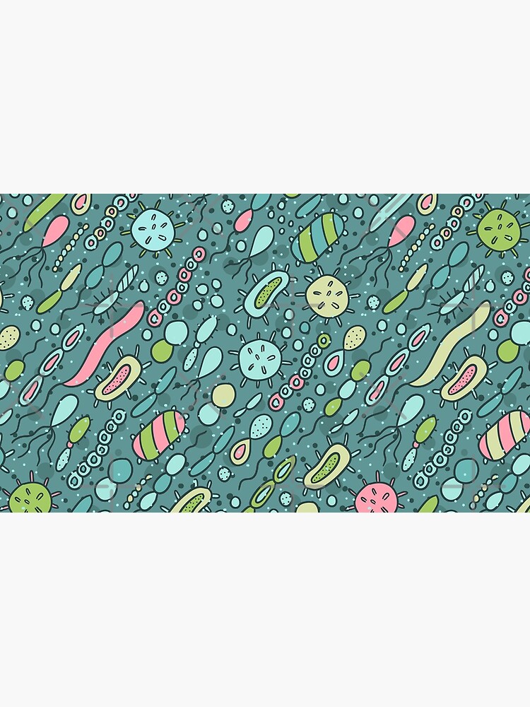 Microbes pattern. Bacteria design for biology lovers. Virus illustration. by kostolom3000