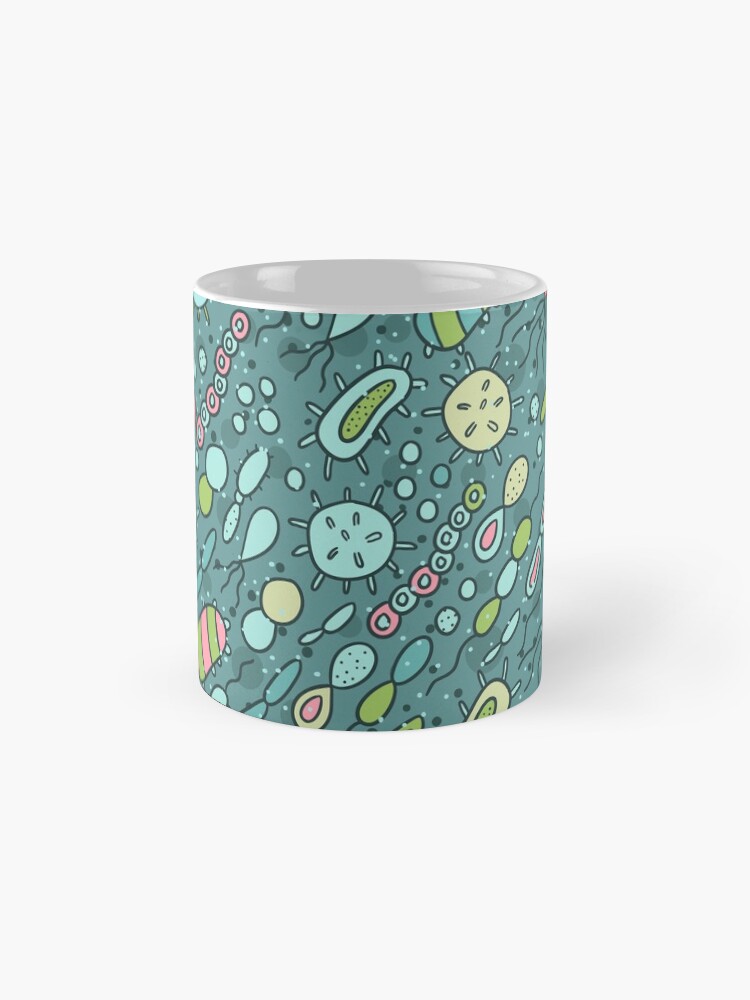 Alternate view of Microbes pattern. Bacteria design for biology lovers. Virus illustration. Mug