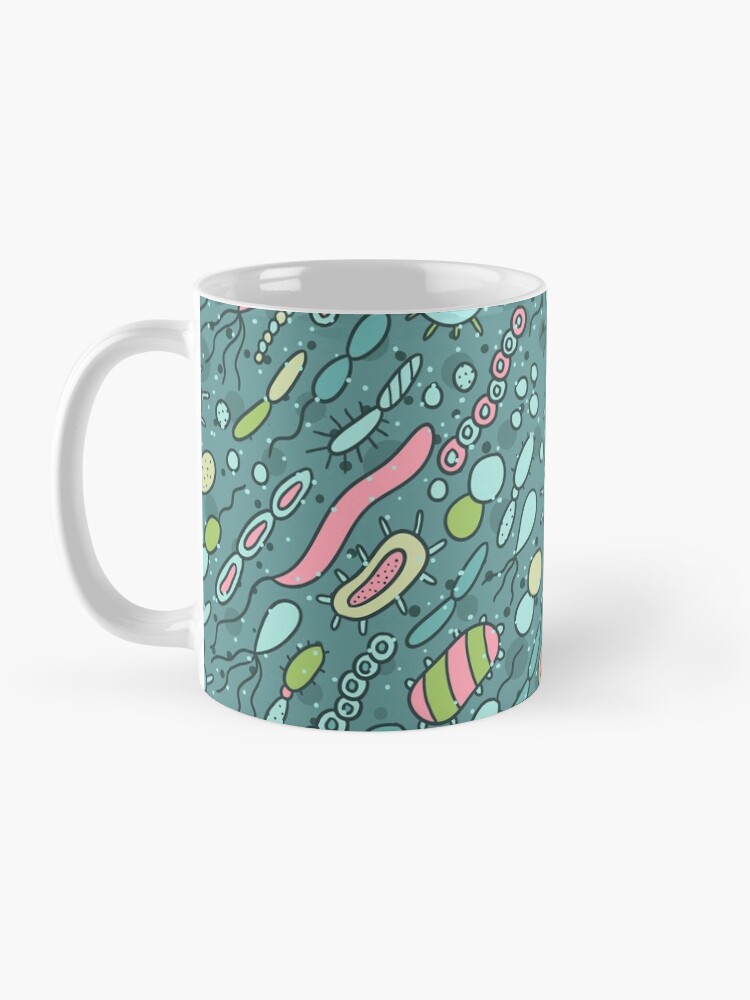 Alternate view of Microbes pattern. Bacteria design for biology lovers. Virus illustration. Mug
