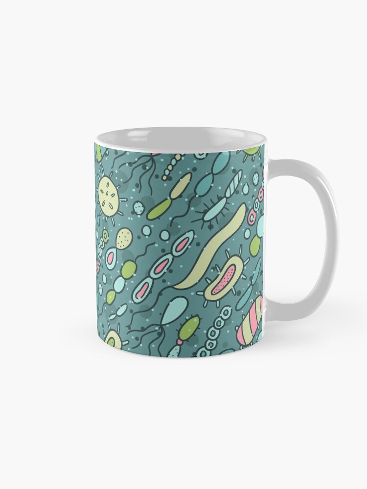 Alternate view of Microbes pattern. Bacteria design for biology lovers. Virus illustration. Mug