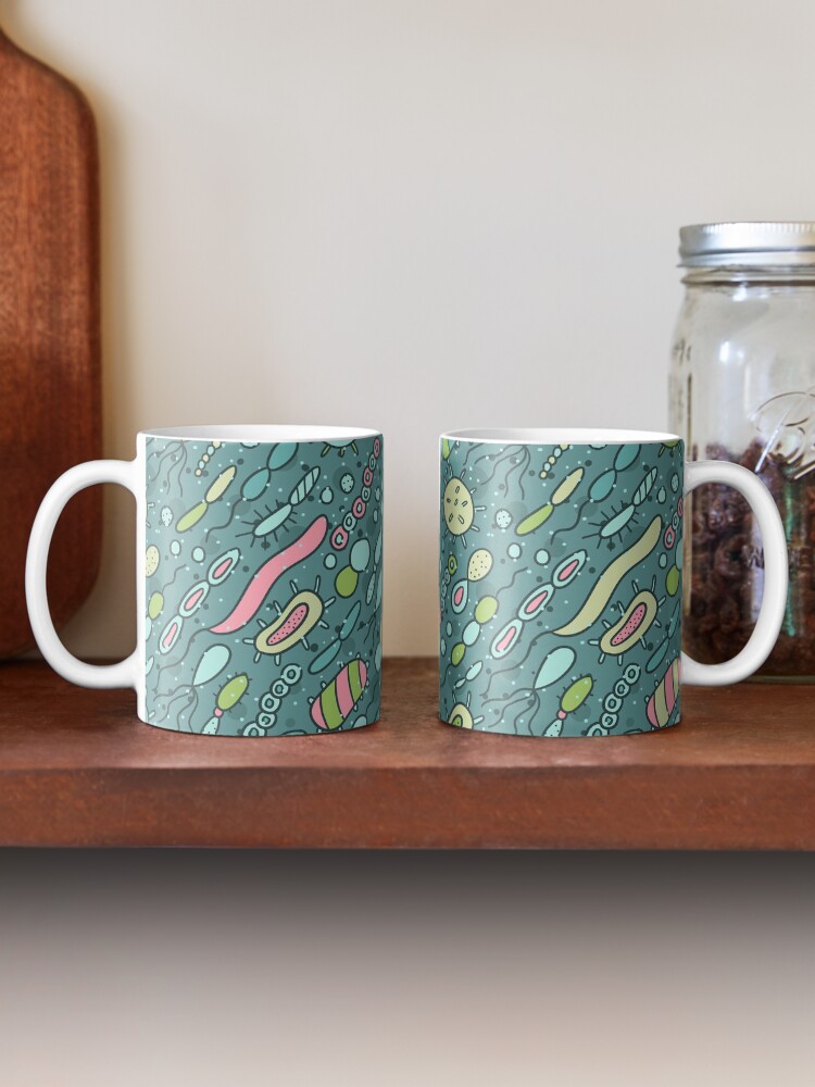 Alternate view of Microbes pattern. Bacteria design for biology lovers. Virus illustration. Mug