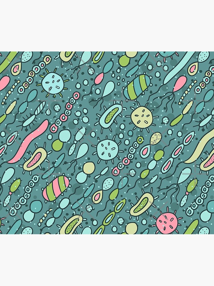 Microbes pattern. Bacteria design for biology lovers. Virus illustration. by kostolom3000
