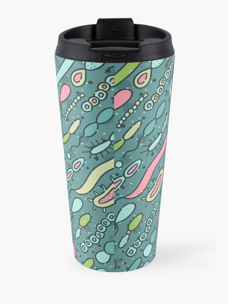 Alternate view of Microbes pattern. Bacteria design for biology lovers. Virus illustration. Travel Mug