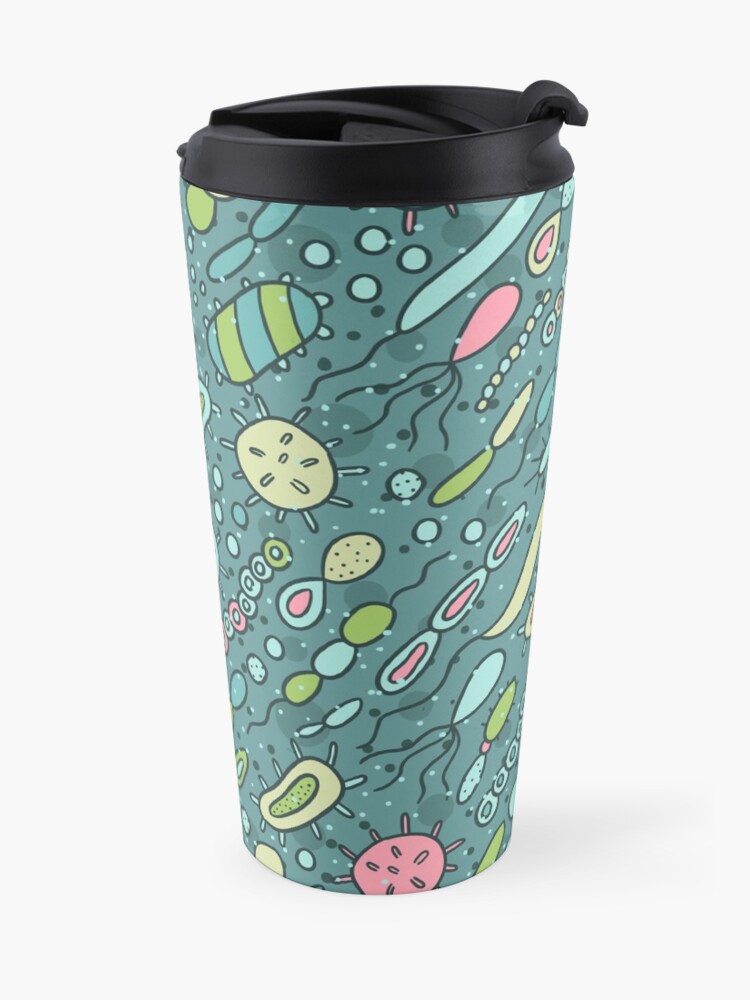 Alternate view of Microbes pattern. Bacteria design for biology lovers. Virus illustration. Travel Mug