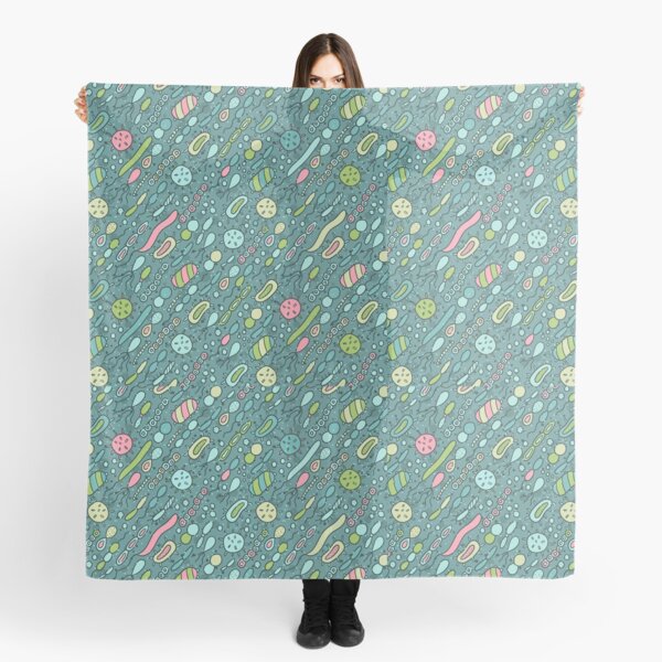 Microbes pattern. Bacteria design for biology lovers. Virus illustration. Scarf