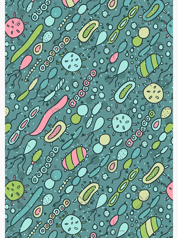 Microbes pattern. Bacteria design for biology lovers. Virus illustration. by kostolom3000