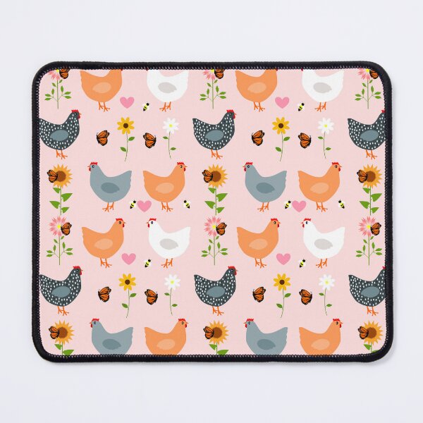 Item preview, Chickens in the Flower Garden on Pink designed and sold by DandelionDays.