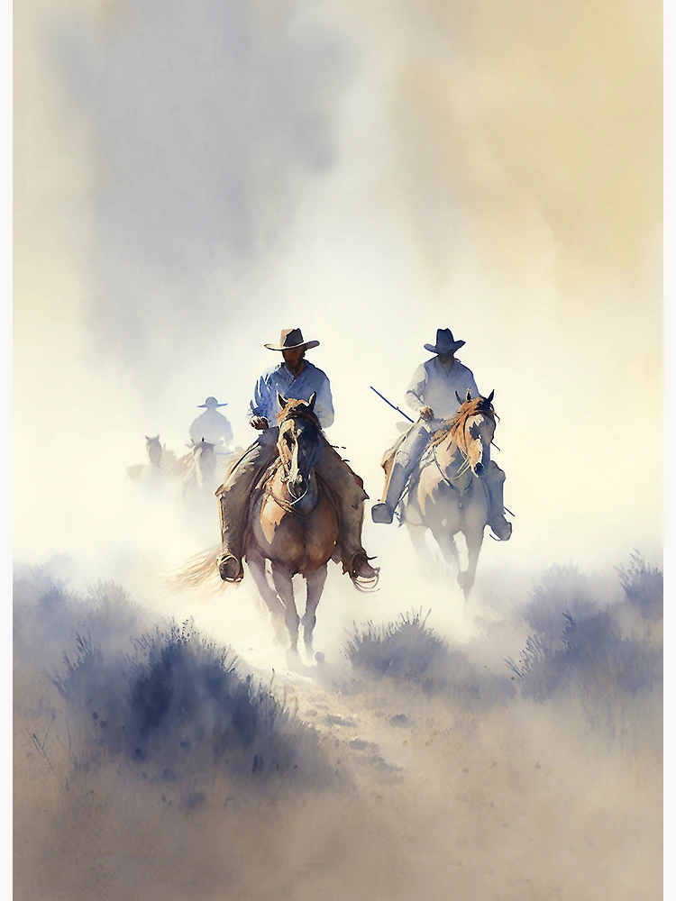 Dusty Western Watercolor “Posse - The Chase” Art Board Print for Sale by  PatricianneK