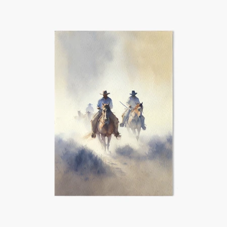 Dusty Western Watercolor “Posse - The Chase” Art Board Print for Sale by  PatricianneK