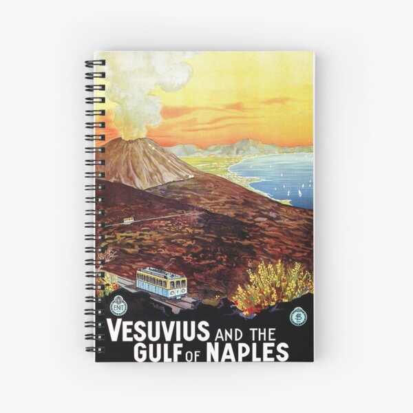 Aperçu de l'œuvre Vésuve et golfe de Naples, tramway, publicité touristique italienne vintage créée et vendue par aapshop.