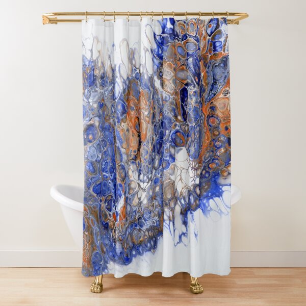 Blue And Orange Shower Curtains Redbubble