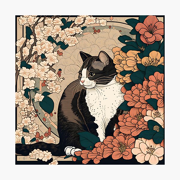 Item preview, Cute Cat Watercolor Botanical Garden Aesthetic Cat designed and sold by Partees  4 U!.