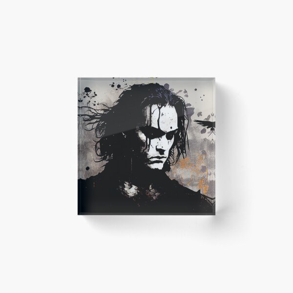Dark Wings: The Crow in Anime Style Acrylic Block