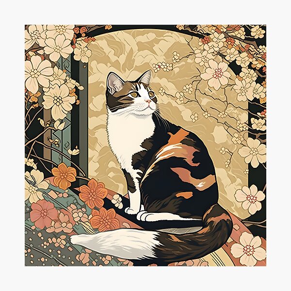 Item preview, Cute Cat Watercolor Botanical Garden Aesthetic Cat designed and sold by Partees  4 U!.