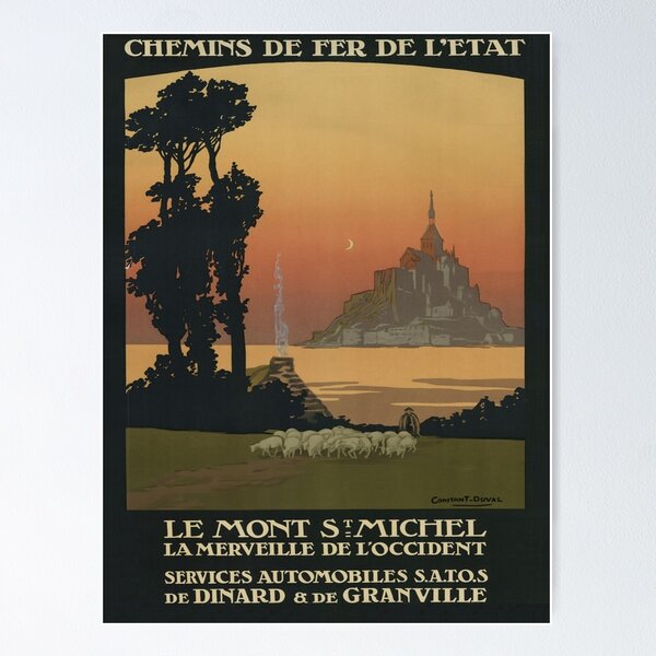 Item preview, Vintage poster - Mont Saint-Michel designed and sold by mosfunky.