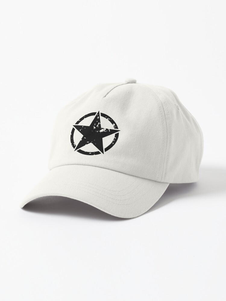 Distressed Black Military Star Sticker  Cap for Sale by BlueSkyTheory