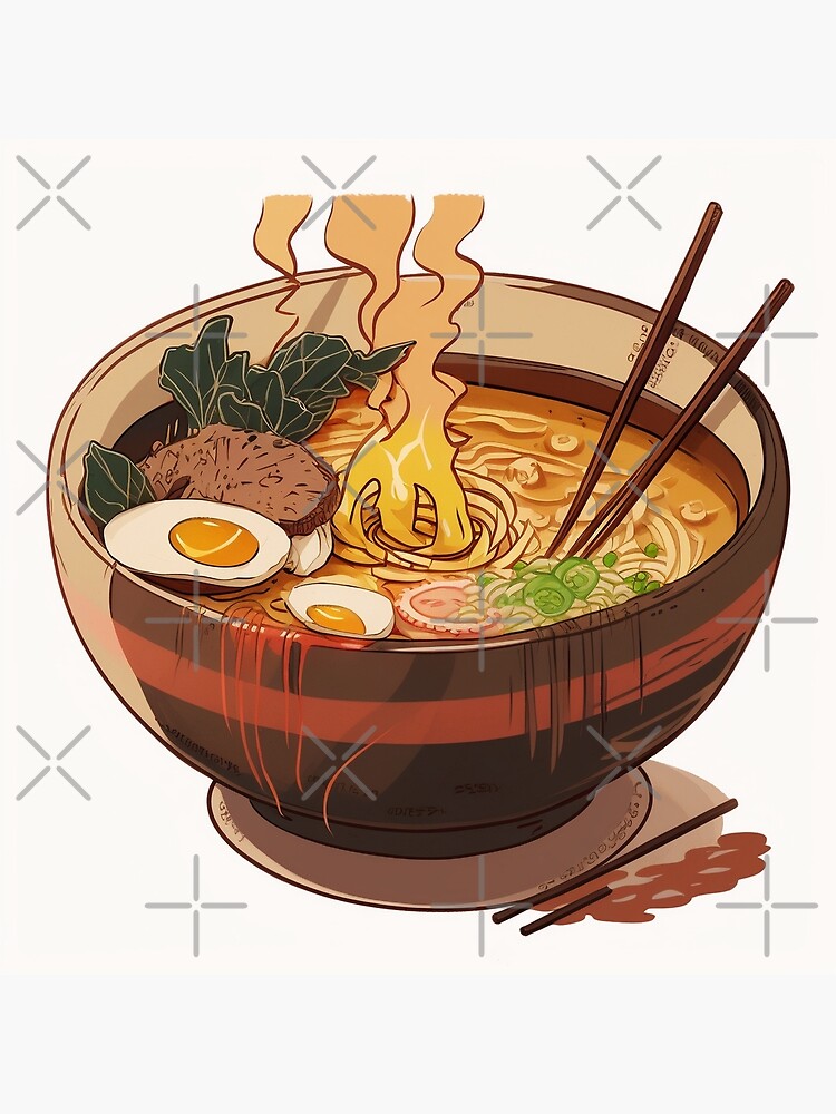 a zoomed out shot of a anime style of a bowl of ramen, | Stable Diffusion