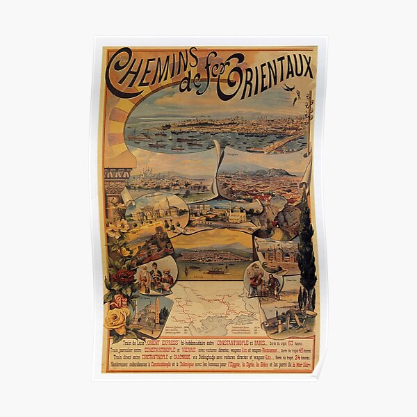 1890s Oriental railways to Constantinople travel Poster