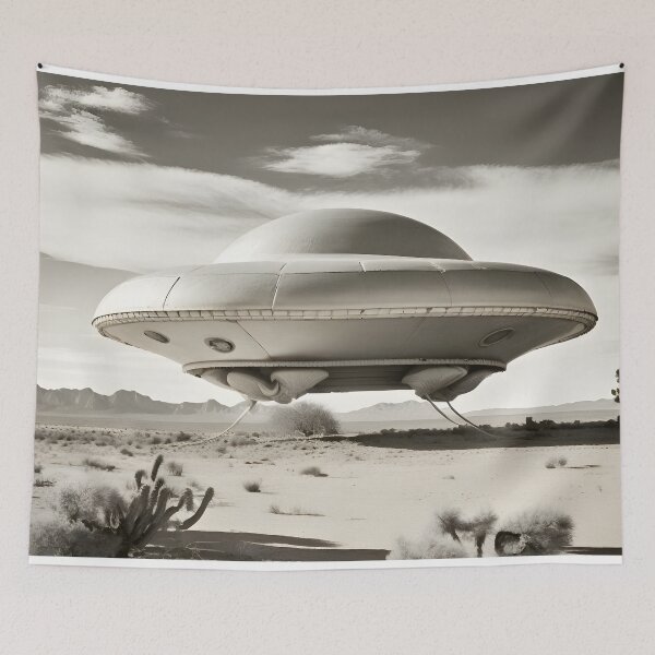 Item preview, UFO landing in New Mexico desert designed and sold by UFO-UAP-XYZ.