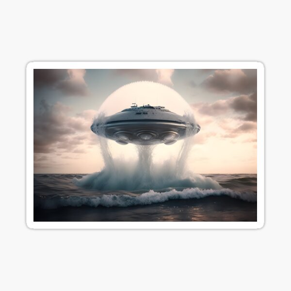 Item preview, UFO emerging from the Ocean designed and sold by UFO-UAP-XYZ.