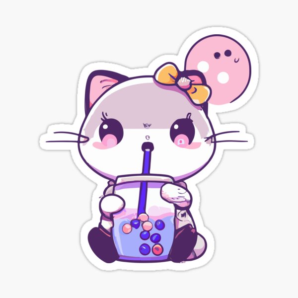 Item preview, kawaii cat drink bubble tea designed and sold by Colorful Dreams.