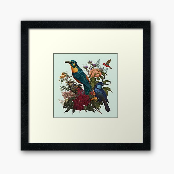 Item preview, Botanical Art, Boho Exotica, Nature garden and bird in Green Background designed and sold by MonkStudio.