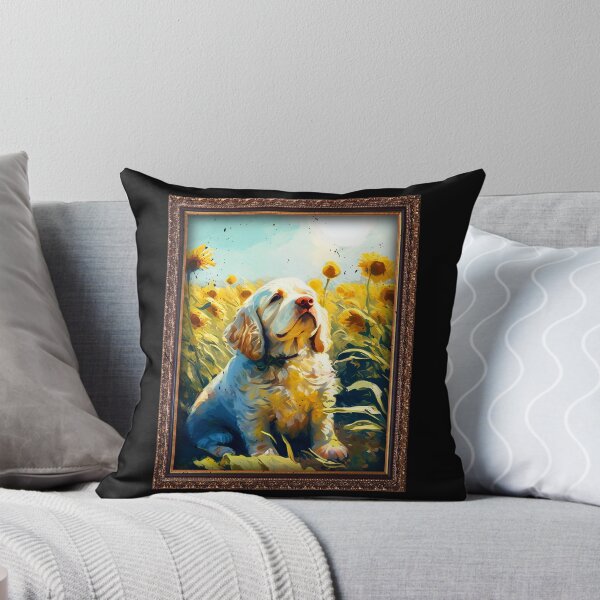 Item preview, Clumber Spaniel Sunflower Painting Adorable Dog designed and sold by rafaeltto.