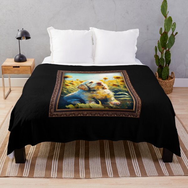 Item preview, Clumber Spaniel Sunflower Painting Adorable Dog designed and sold by rafaeltto.