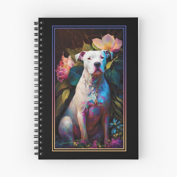 Item preview, Dogo Argentino Dog Vibrant Tropical Flower Tall Digital Oil Painting Portrait designed and sold by arthouseflunky.