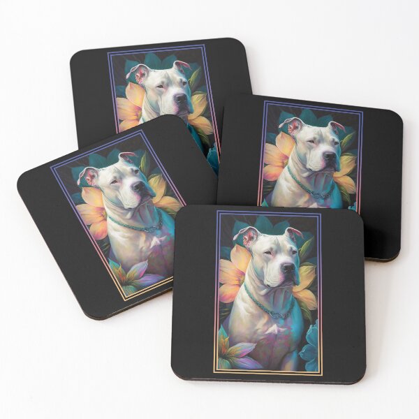 Item preview, Dogo Argentino Dog Vibrant Tropical Flower Tall Digital Oil Painting Portrait 2 designed and sold by arthouseflunky.