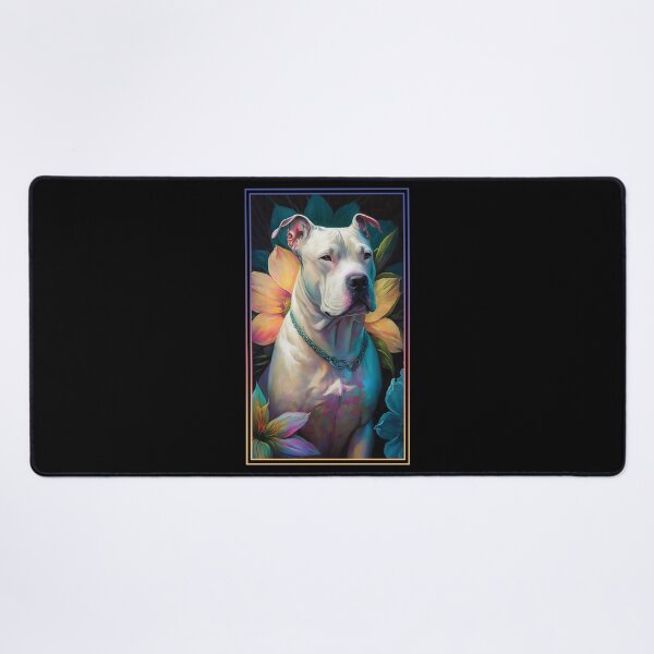 Item preview, Dogo Argentino Dog Vibrant Tropical Flower Tall Digital Oil Painting Portrait 2 designed and sold by arthouseflunky.