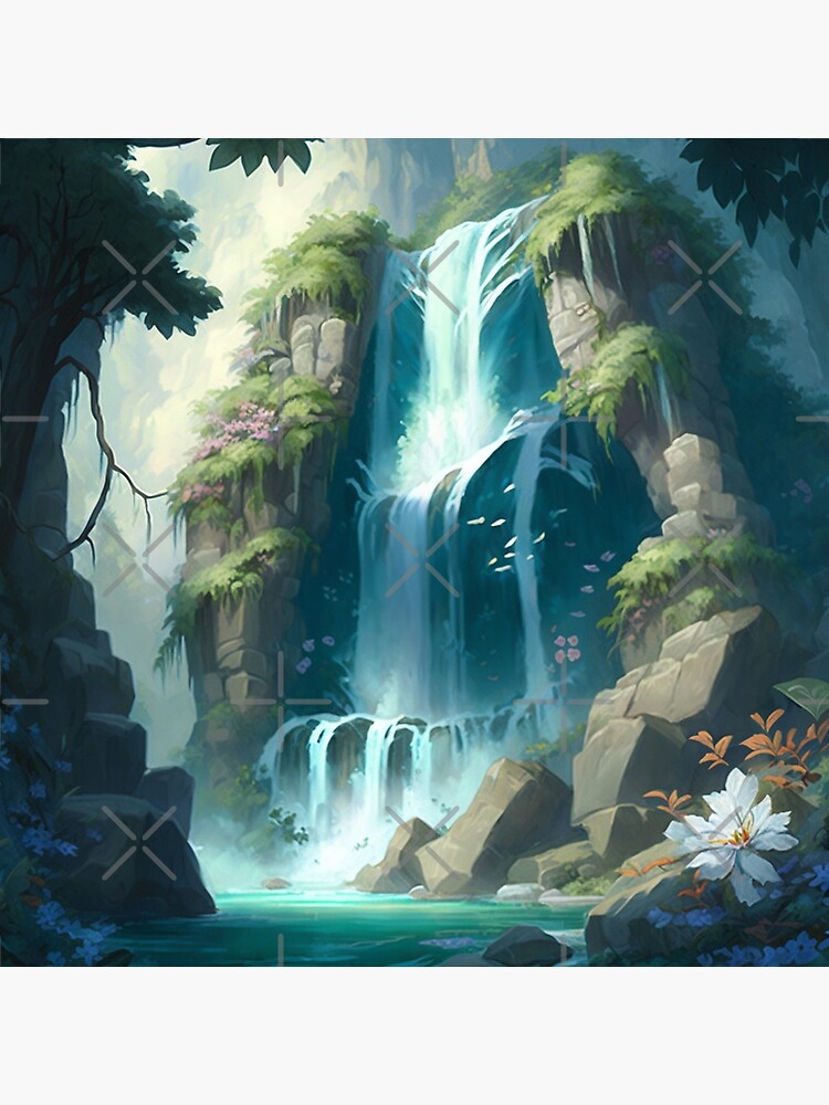 Desktop Wallpaper Rocks, Waterfall, Nature, Anime, Original, Hd Image,  Picture, Background, Dc1e96