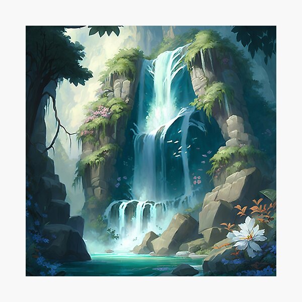 Item preview, Majestic Waterfall Anime Drawing designed and sold by LinearDimension.