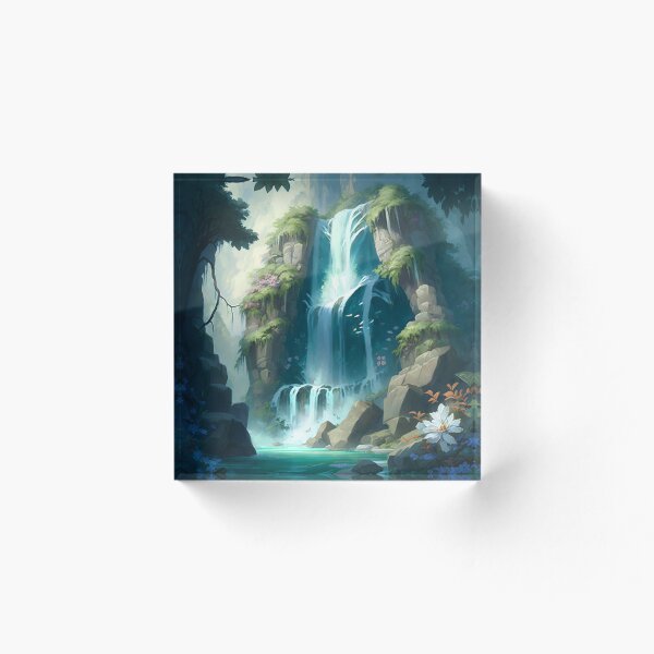 Aperçu de l'œuvre Dessin d'anime de cascade majestueuse créée et vendue par LinearDimension.