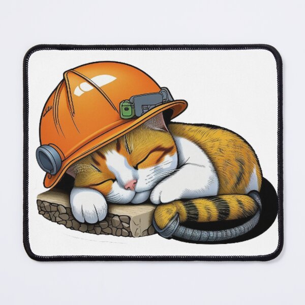 Item preview, Cute Sleeping Cat with Hard Hat designed and sold by iamamiraj.